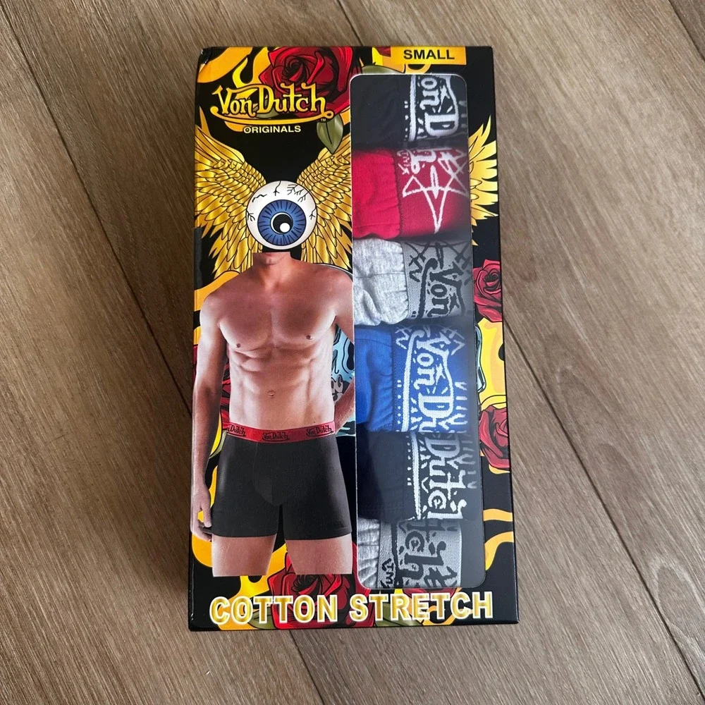 Von Dutch Originals Mens 6 Pack Cotton Stretch Boxer Briefs Small Multi NIB